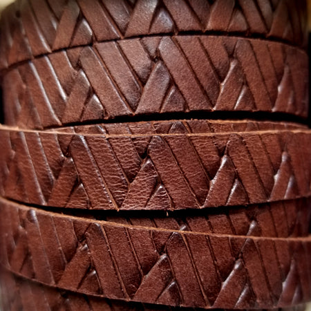 10 mm brown woven zigzag pattern leather