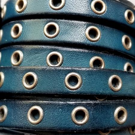 blue 10 mm flat leather with eyelets