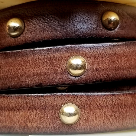 8 mm flat brown leather with studs every 3 cm