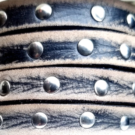 10 mm gray brown with silver studs vintage leather