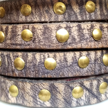 10 mm dark brown with gold studs vintage leather