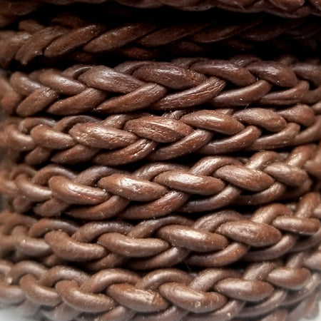 6 mm coffee brown hand braided leather