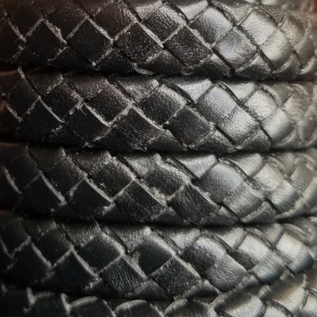 8 mm black hand braided regalitz leather