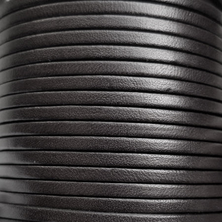 black 3 mm plain flat leather