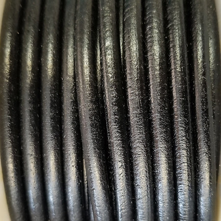 black 5 mm plain round leather