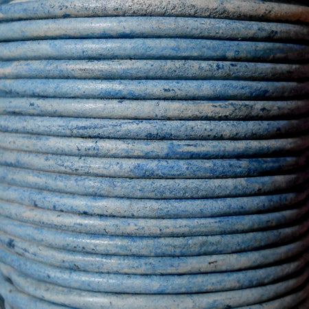 blue grey pastel 3 mm plain round leather