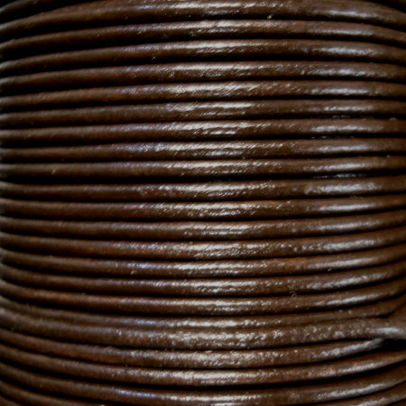 Coffee brown 2 mm plain round leather