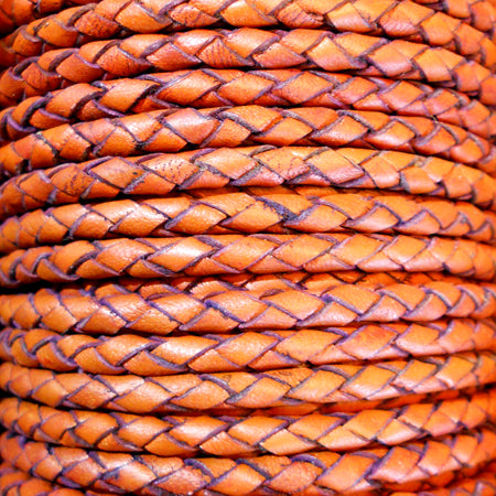 terra cotta 4 mm round braided leather