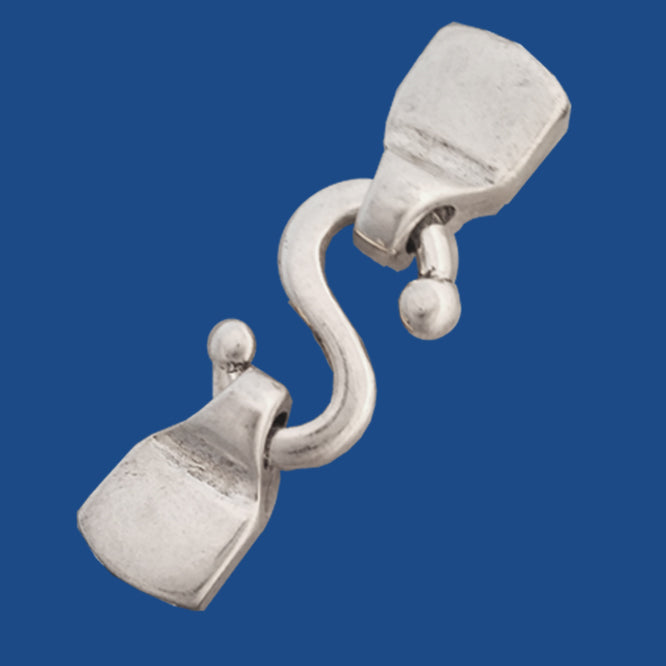 Antiqued silver plated S Hook And End Cap Set For 10 mm flat
