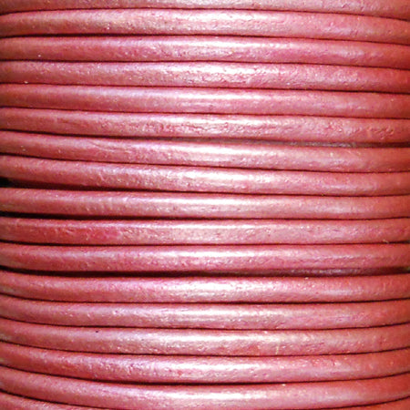 Metallic pink 2 mm plain round leather