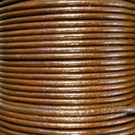 Metallic copper 2 mm plain round leather