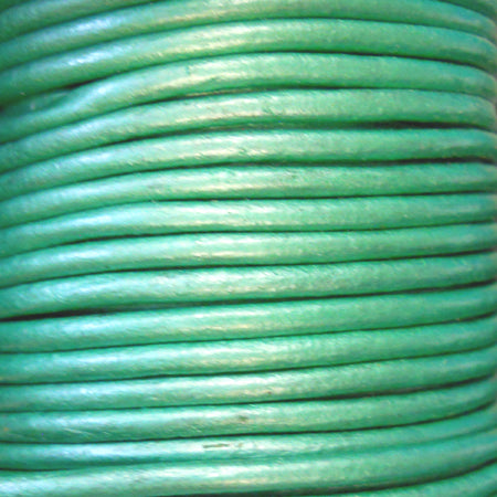 metallic mint green 3 mm plain round leather