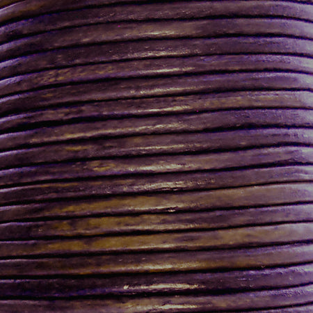 Vintage purple 2 mm plain round leather
