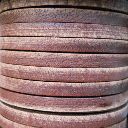 5 mm flat vintage brown leather