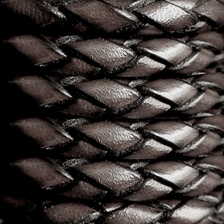 6 mm round braided black Italian bolo leather
