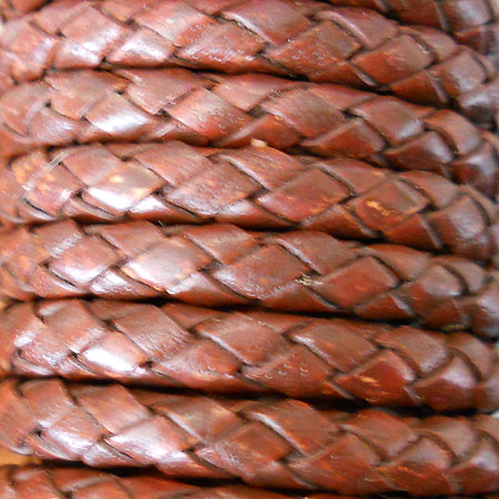 vintage maroon 5 mm round hand braided leather