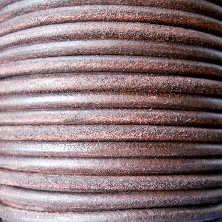 brown suede 3 mm plain round leather