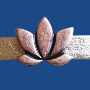 Antique Copper plated lotus flower slider for 10 mm flat leather