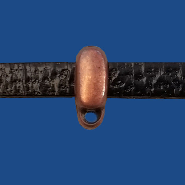Antique copper plated slider with loop for 5 mm flat leather