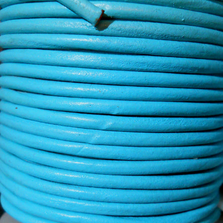 light blue 3 mm plain round leather