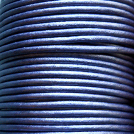 Metallic blue 2 mm plain round leather