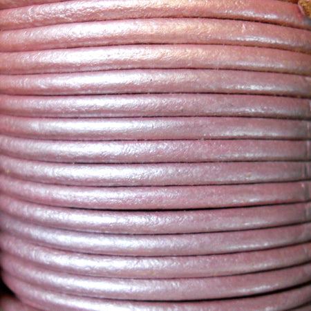metallic pink 3 mm plain round leather
