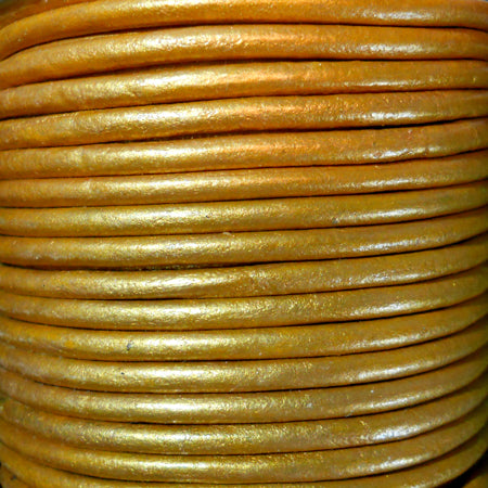 metallic gold 3 mm plain round leather