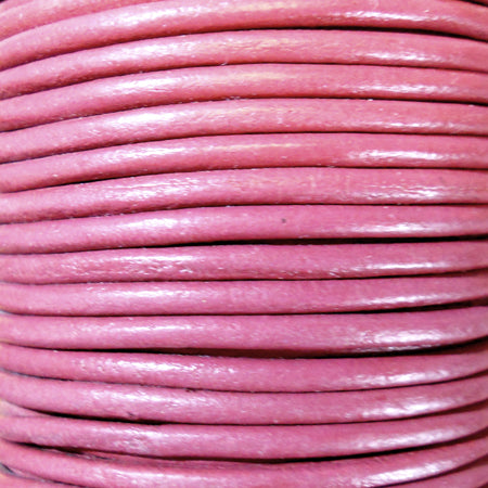 pink 3 mm plain round leather