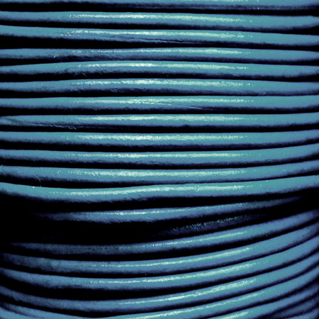Sea blue 2 mm plain round leather