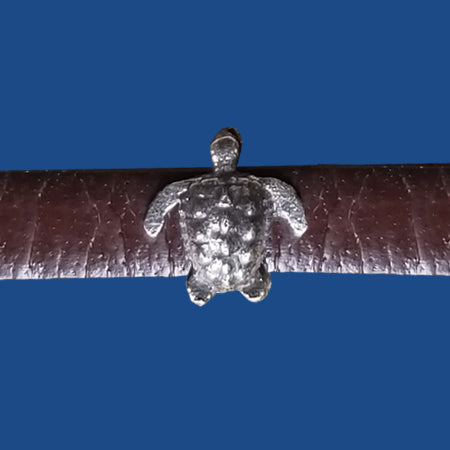 Antique silver plated turtle slider for 5 mm flat leather