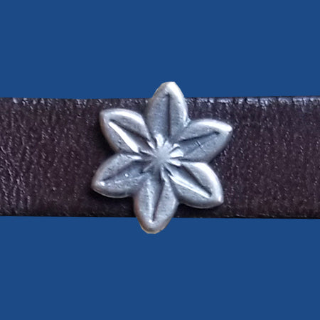Sterling Silver star slider for 10 mm flat leather