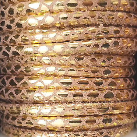 gold 5 mm round snake pattern Nappa leather