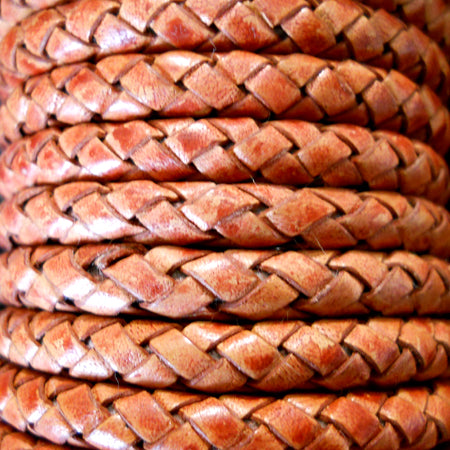 terra cotta 6 mm round braided leather