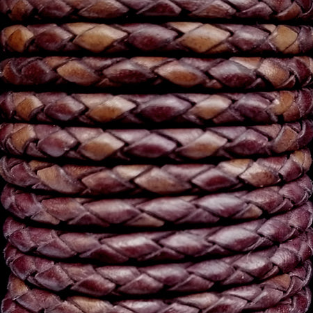 vintage purple 4 mm braided leather cord