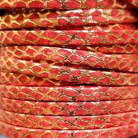 5 mm red/gold orion flat leather
