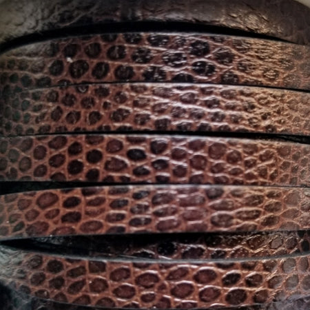 5 mm flat lizard print brown leather