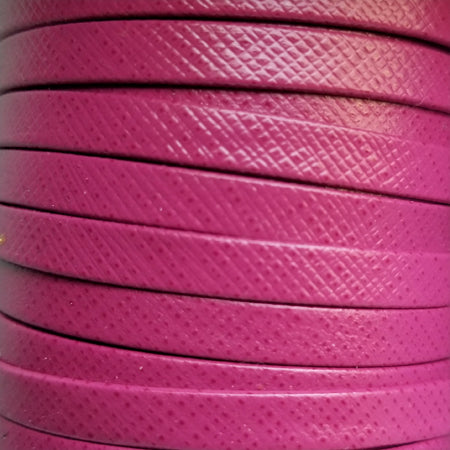 5 mm flat textured fushia leather