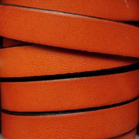 orange 10 mm flat plain leather