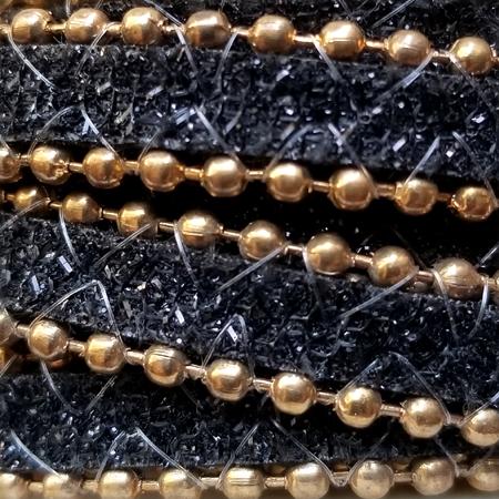 jet black 10 mm flat leather with gold plated balls on the sides