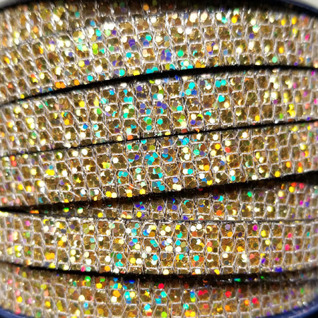 10 mm leather with yellow gold glitter