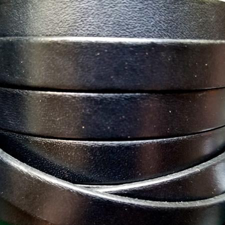 black 10 mm flat plain leather
