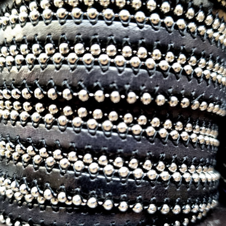 10 mm flat Italian leather with silver balls on the sides