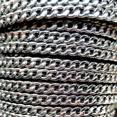 dark brown 10 mm flat leather with double chains