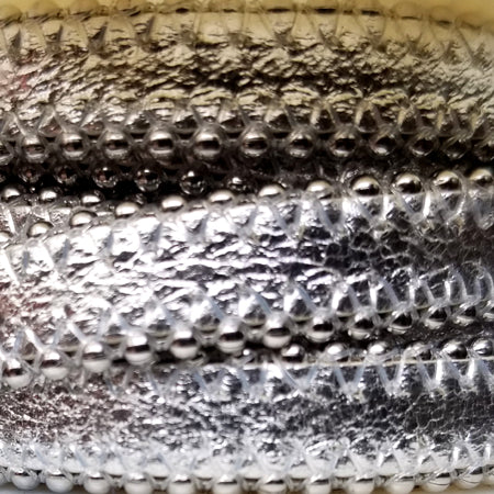 10 mm flat metallic silver leather with silver balls on the sides