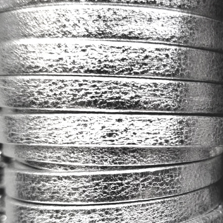 5 mm metallic silver solid color flat leather