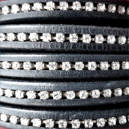 Oval Black With Crystals Regalitz Leather