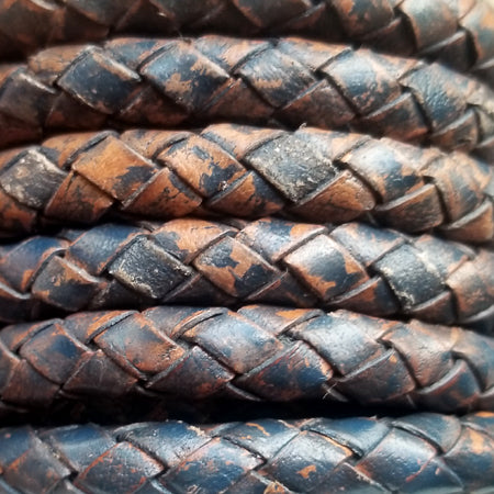 8 mm vintage brown hand braided leather