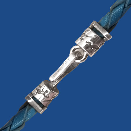 3 mm gecko pattern sterling silver crimp end set