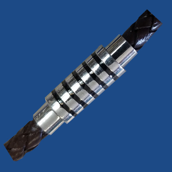 Striped stainless steel tube shaped magnetic clasp for 45 mm round leather