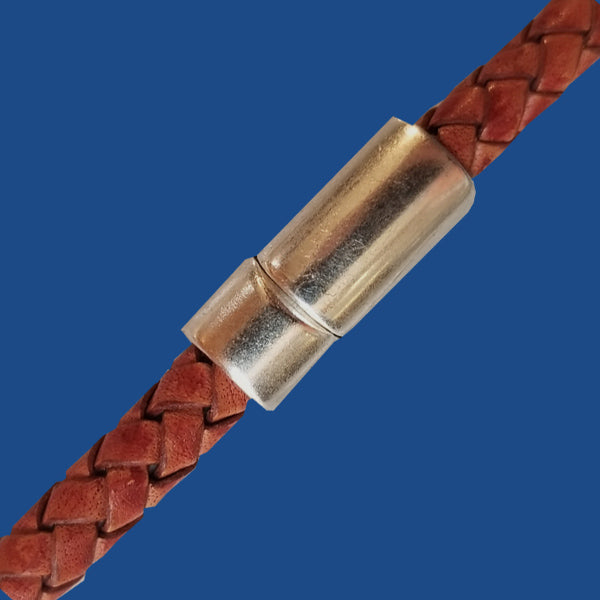 Antique brass plated tube shaped magnetic clasp for 5 mm round leather